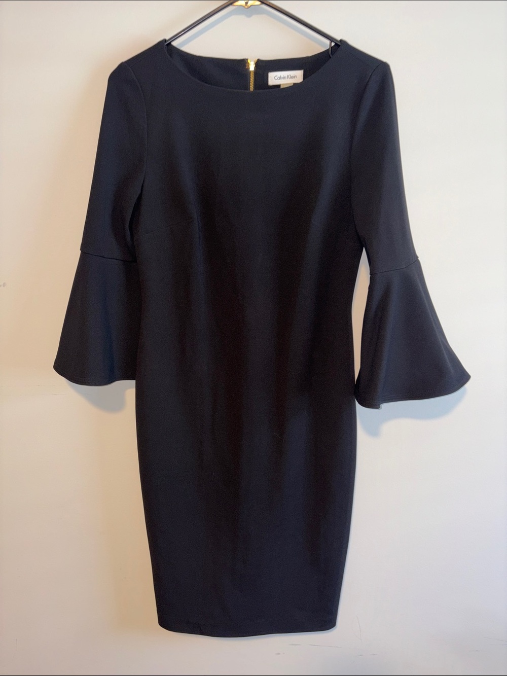 Calvin Klein Black Bell-Sleeve Sheath Dress